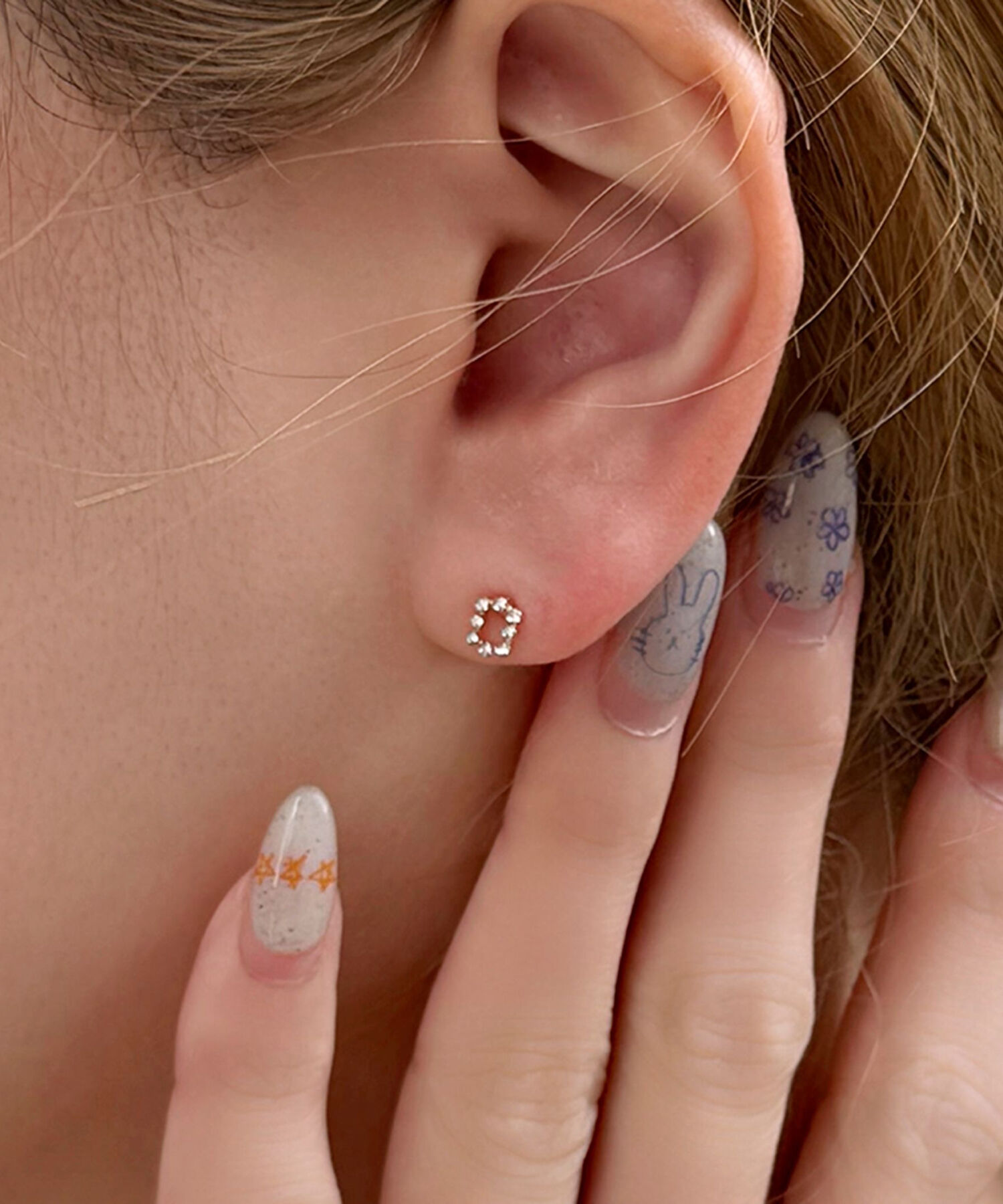 Phoebe「【金属アレルギー対応】タイニーレクタングルビジューピアス(片耳)　小粒/小さい/セカンドホール」|ピアス|