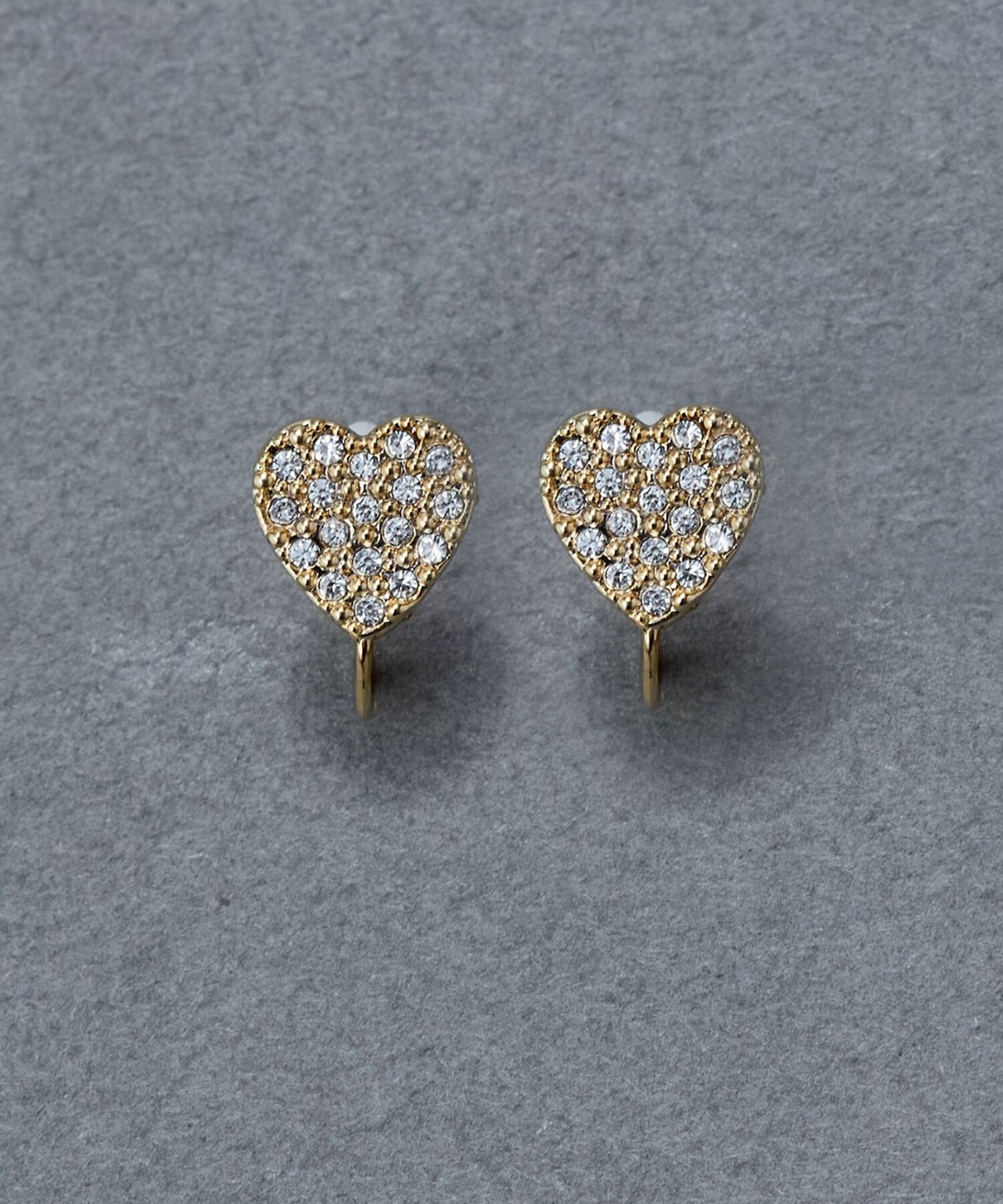 Phoebe「【痛くないシリーズ/金属アレルギー対応】ハートパヴェビジューライトフィットイヤリング」|イヤリング|