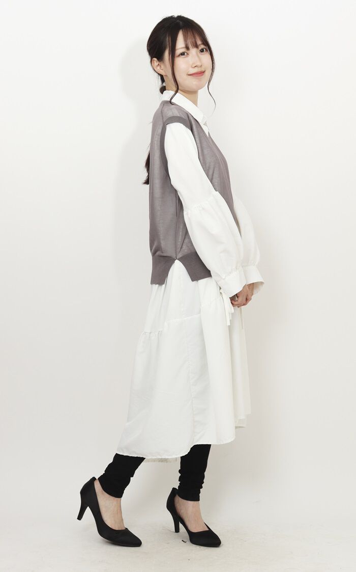 BACKYARD FAMILY「MIND マインド シアーベスト ベスト 通販 チョッキ レイヤード 重ね着 透け感 Vネック」|その他|