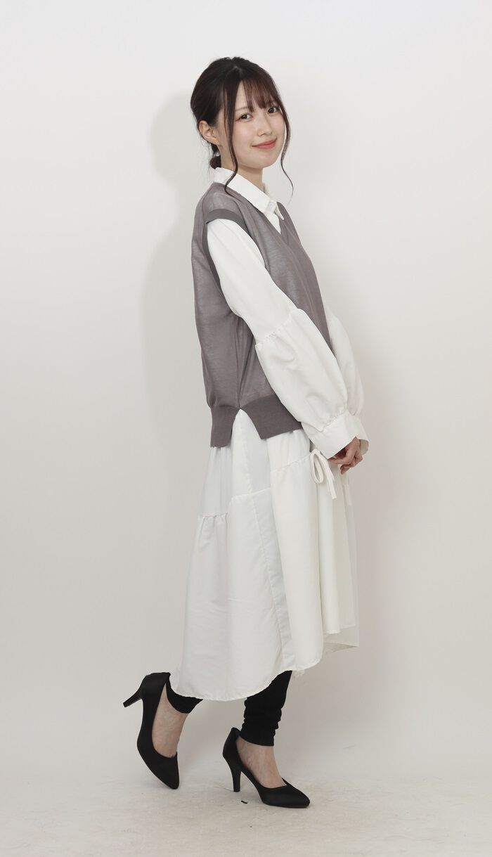 BACKYARD FAMILY「MIND マインド シアーベスト ベスト 通販 チョッキ レイヤード 重ね着 透け感 Vネック」|その他|