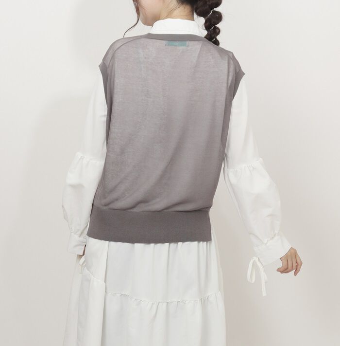 BACKYARD FAMILY「MIND マインド シアーベスト ベスト 通販 チョッキ レイヤード 重ね着 透け感 Vネック」|その他|