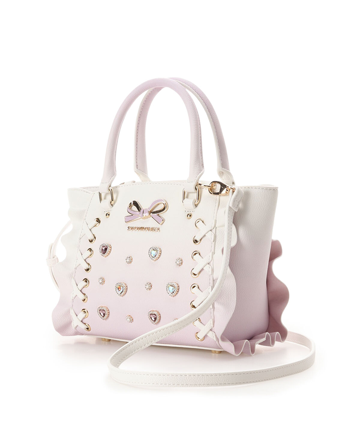 Samantha Vega「レースアップハートビジューグラデーションフラッター（ミニ）」|ハンドバッグ|