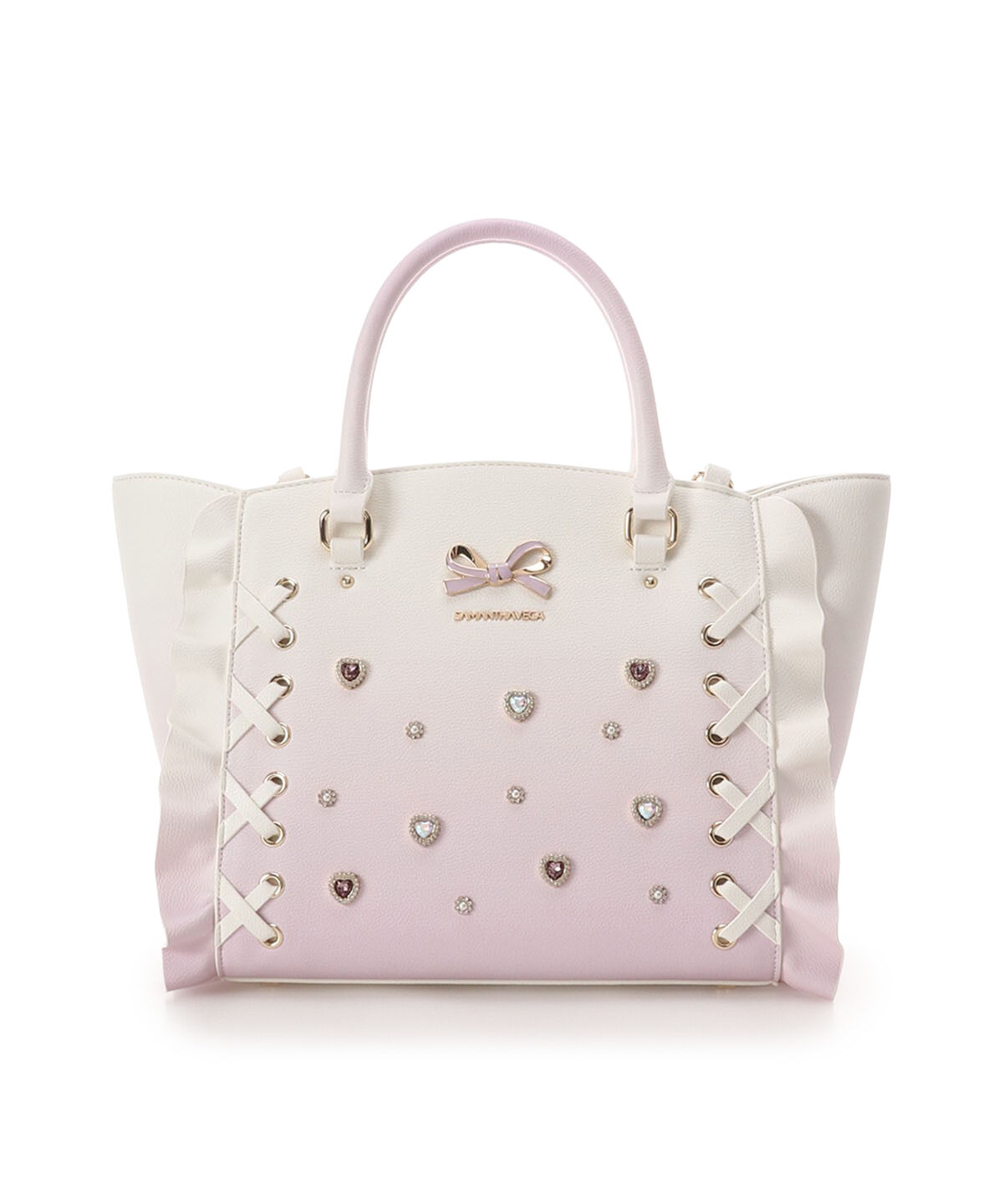 Samantha Vega「レースアップハートビジューグラデーションフラッター（小）」|ハンドバッグ|ラベンダー