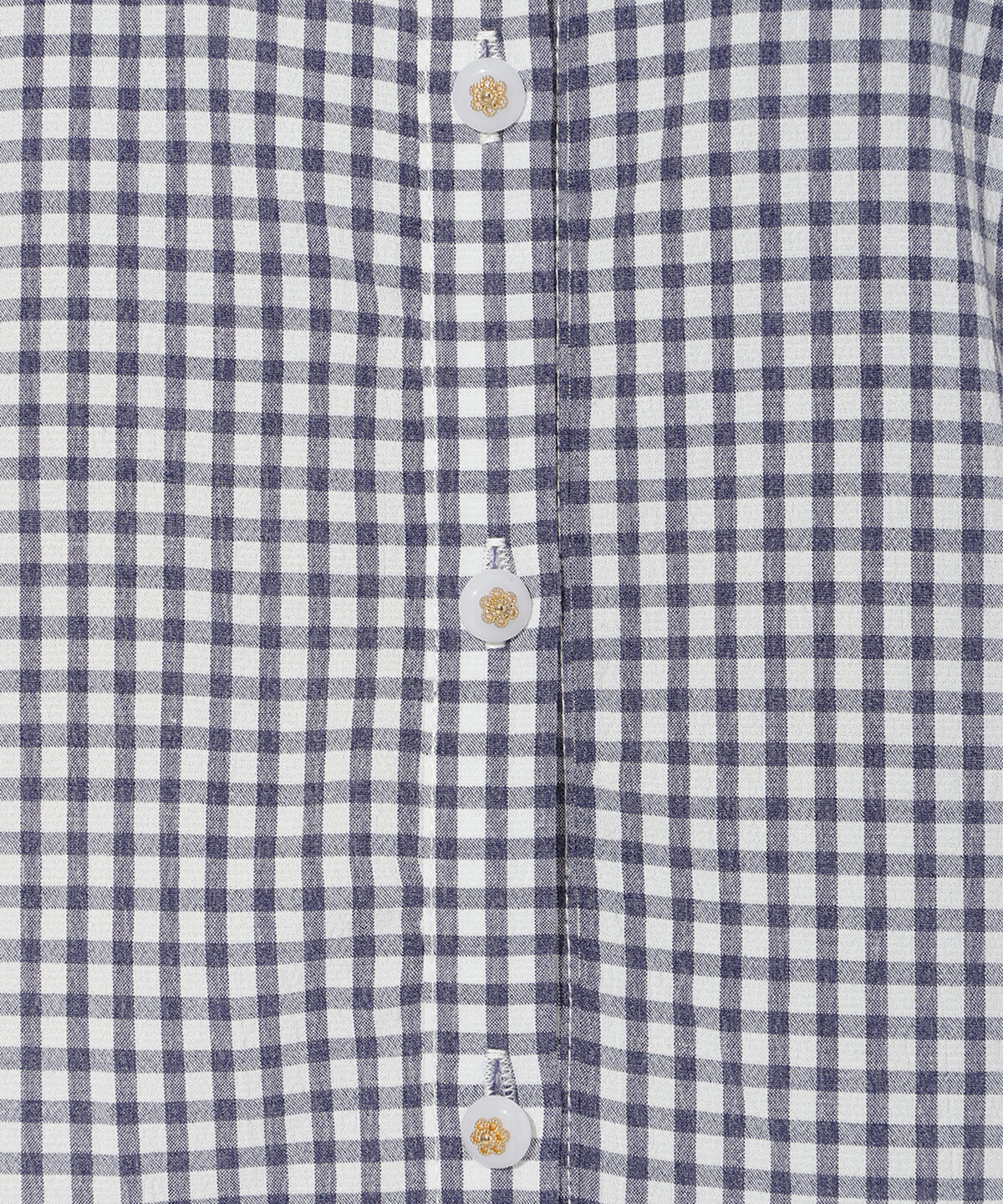 アンドクチュール「ギンガムサッカーフリルブラウス」|シャツ・ブラウス|