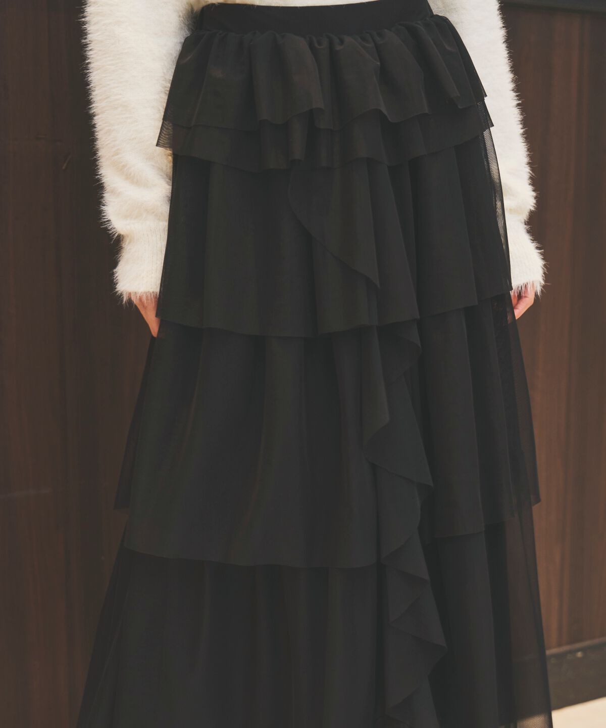 アンドクチュール「チュールティアードスカート」|フレア|