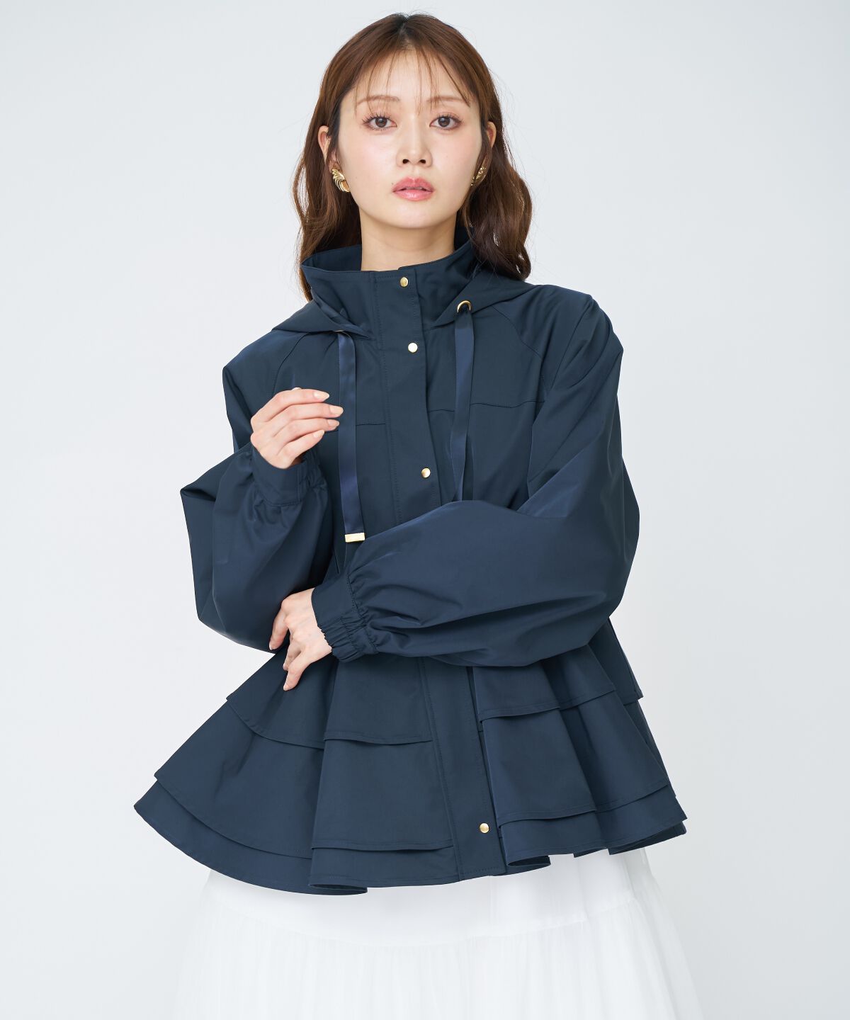 アンドクチュール「ペプラムマウンテンパーカー」|アウトドア|ネイビー