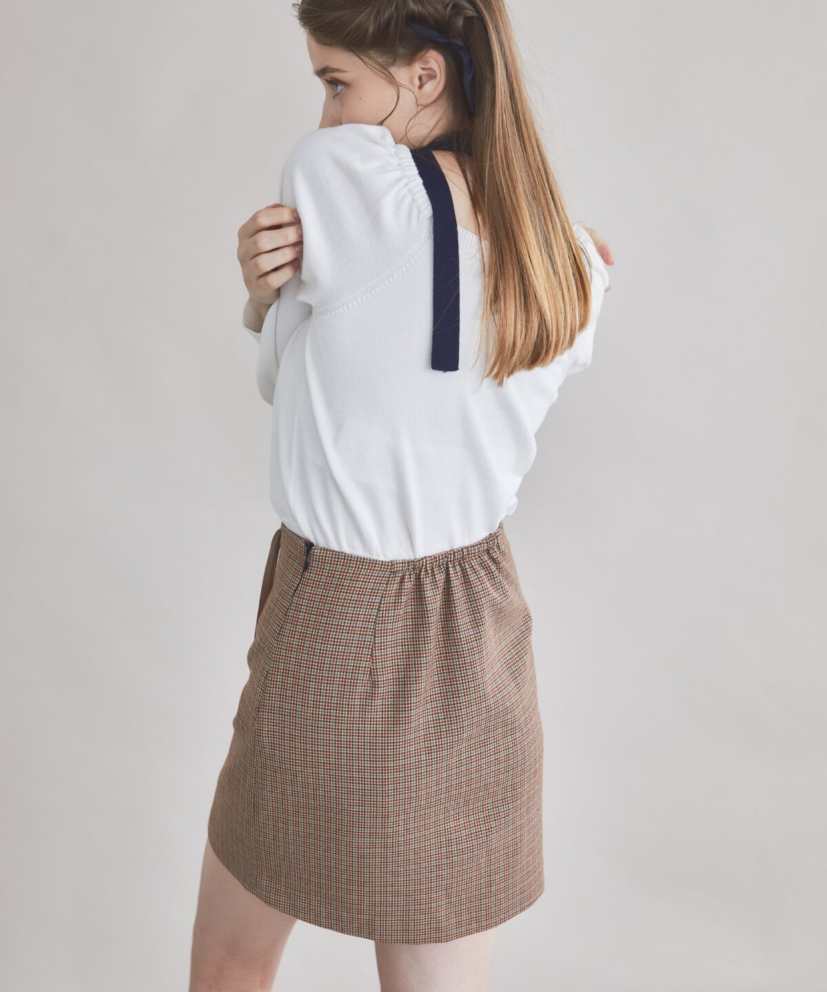 REDYAZEL「リボンレースアップミニスカート」|タイト|