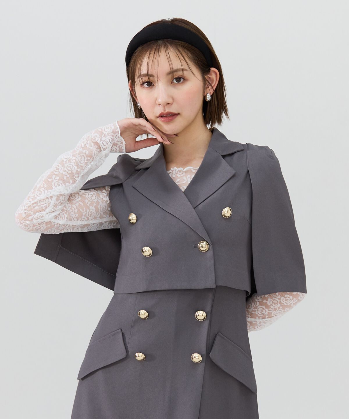 REDYAZEL「ケープデザインショートジャケット」|その他|ブラック