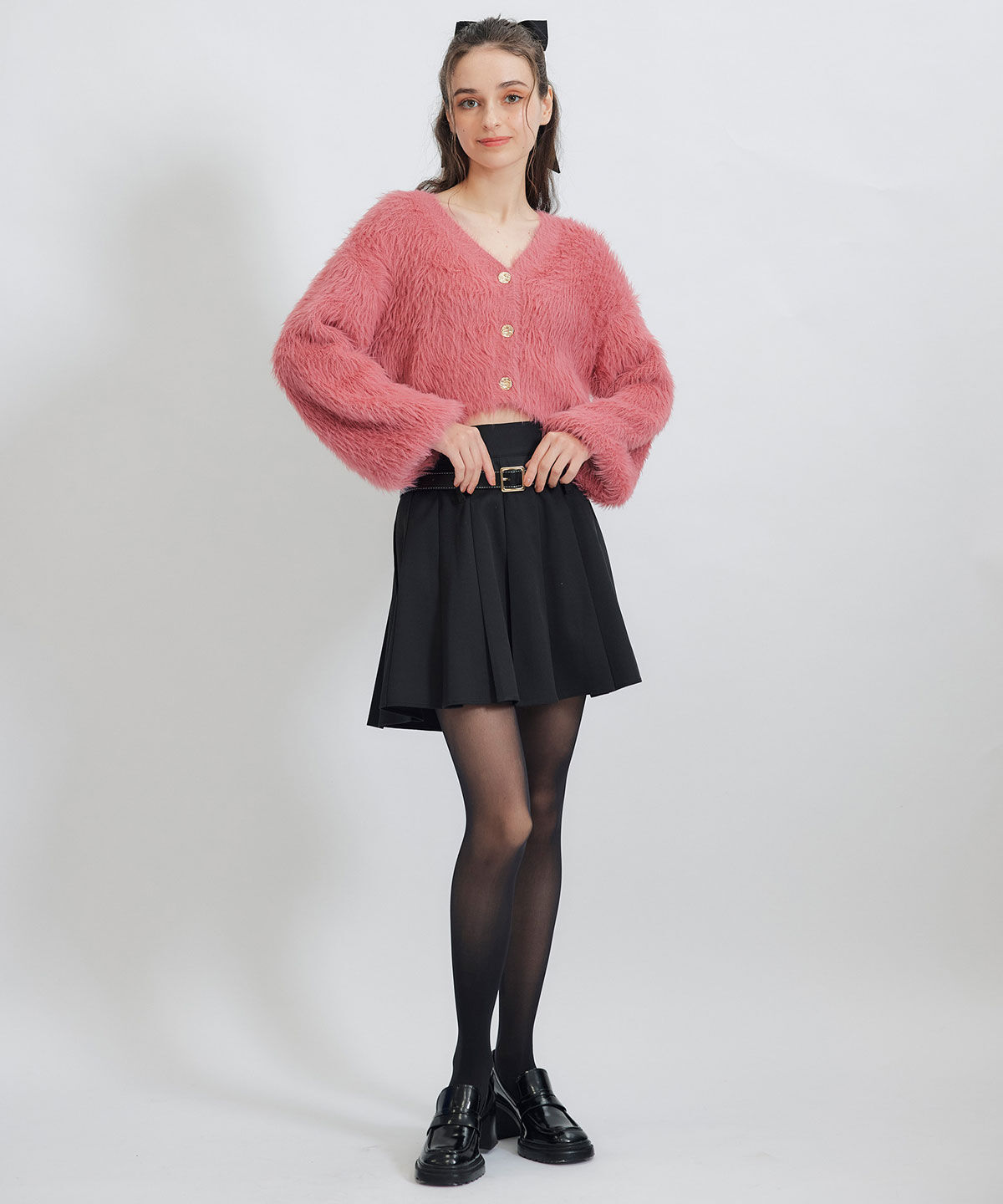 REDYAZEL「コンパクトシャギーニットカーディガン」|カーディガン|