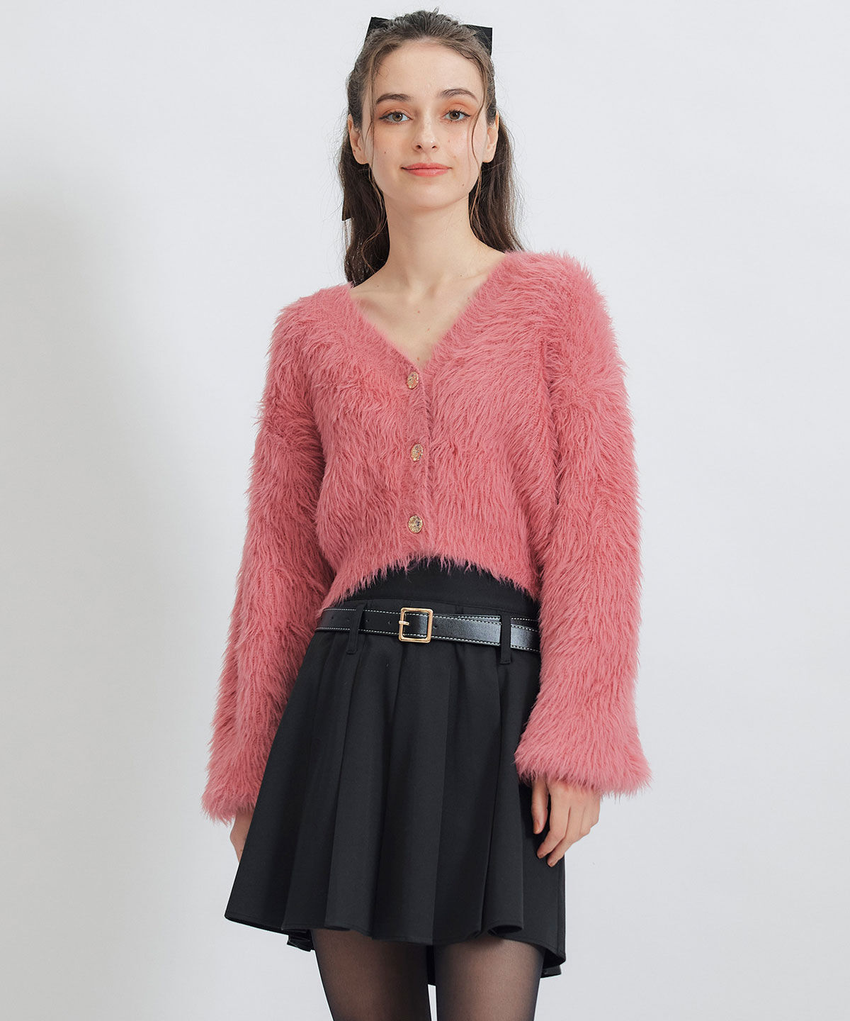 REDYAZEL「コンパクトシャギーニットカーディガン」|カーディガン|