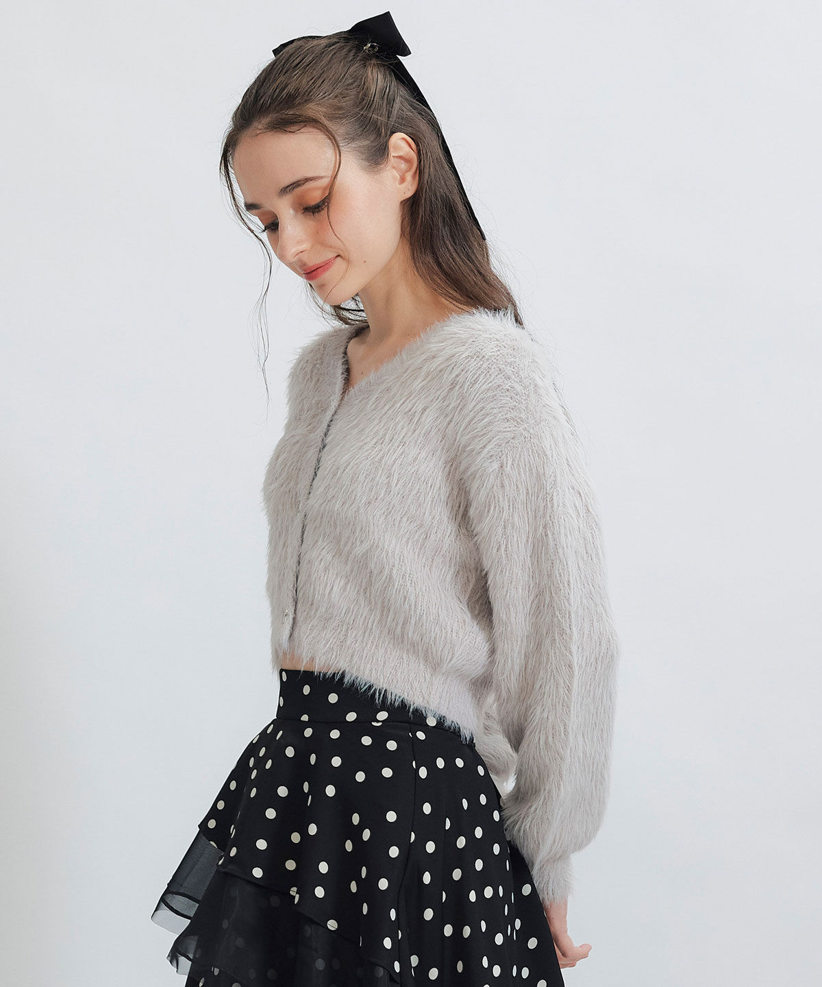 REDYAZEL「コンパクトシャギーニットカーディガン」|カーディガン|