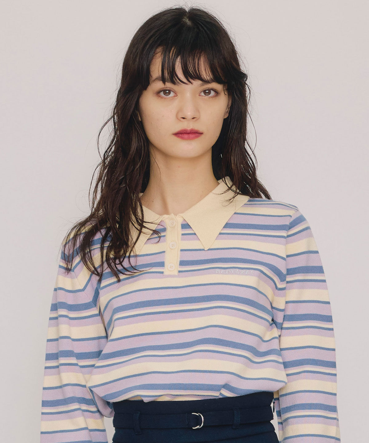 REDYAZEL「マルチボーダーロゴニットプルオーバー」|ニット・セーター|ラベンダー