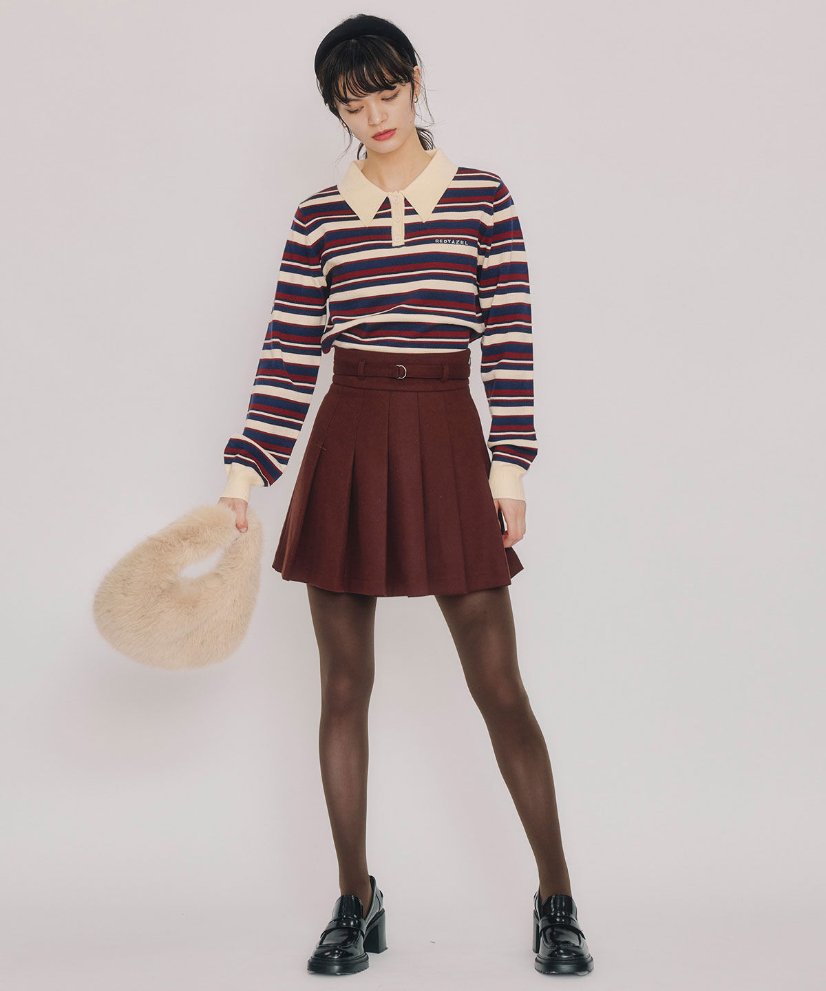 REDYAZEL「マルチボーダーロゴニットプルオーバー」|ニット・セーター|