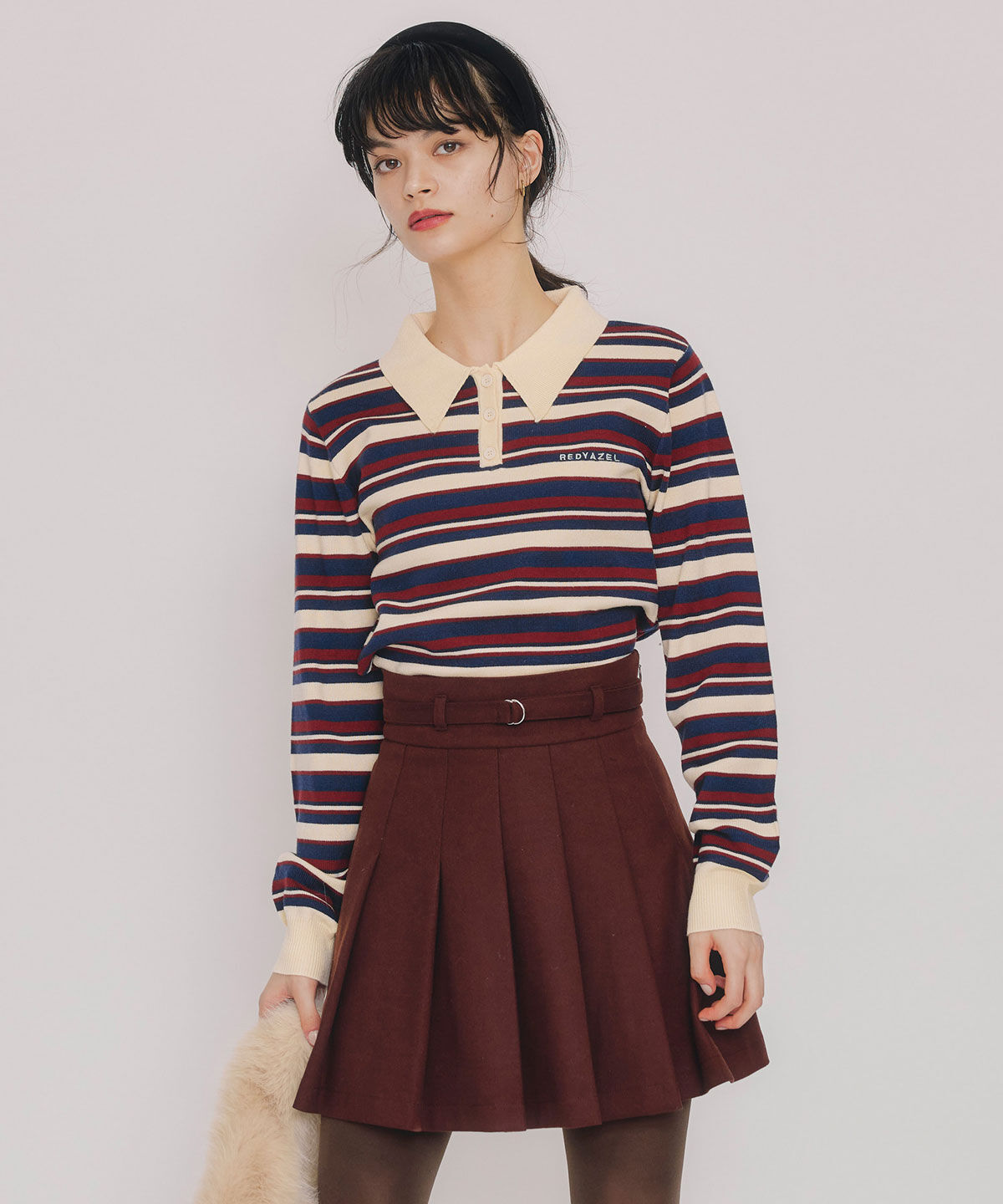 REDYAZEL「マルチボーダーロゴニットプルオーバー」|ニット・セーター|