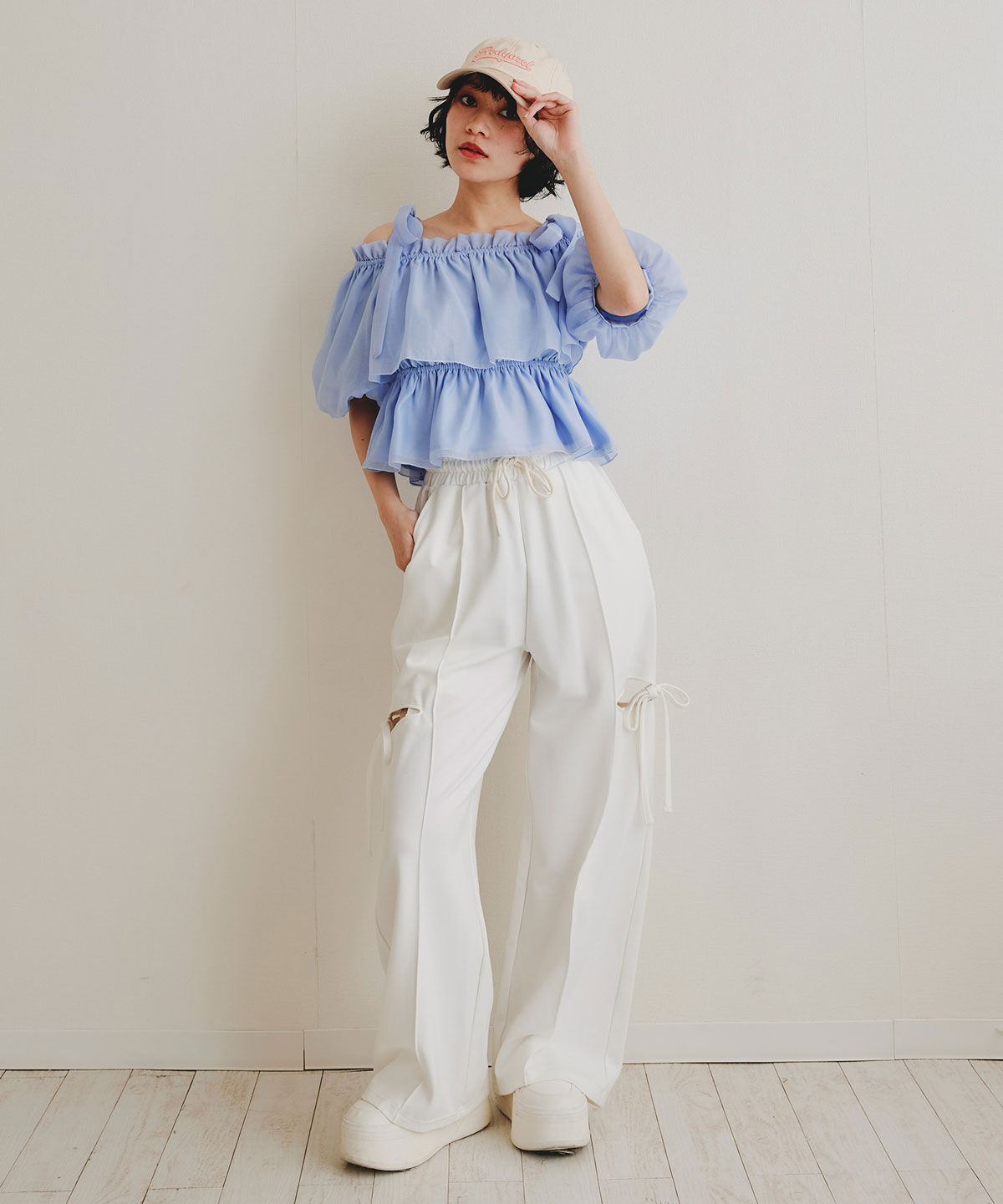 REDYAZEL「ショルダーリボンフリルオフショルブラウス」|シャツ・ブラウス|