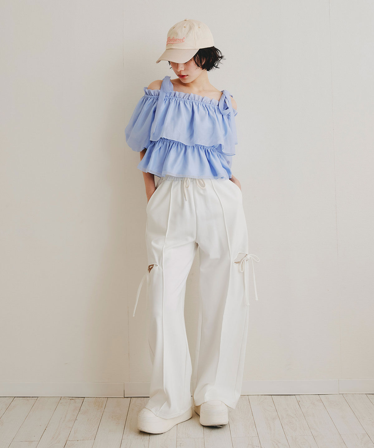 REDYAZEL「ショルダーリボンフリルオフショルブラウス」|シャツ・ブラウス|