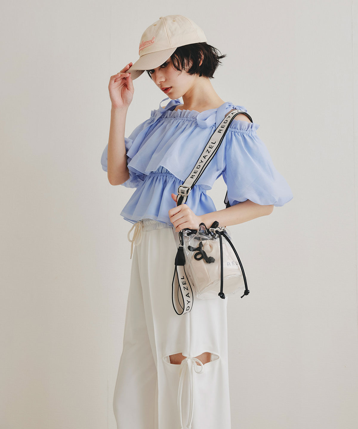 REDYAZEL「ショルダーリボンフリルオフショルブラウス」|シャツ・ブラウス|