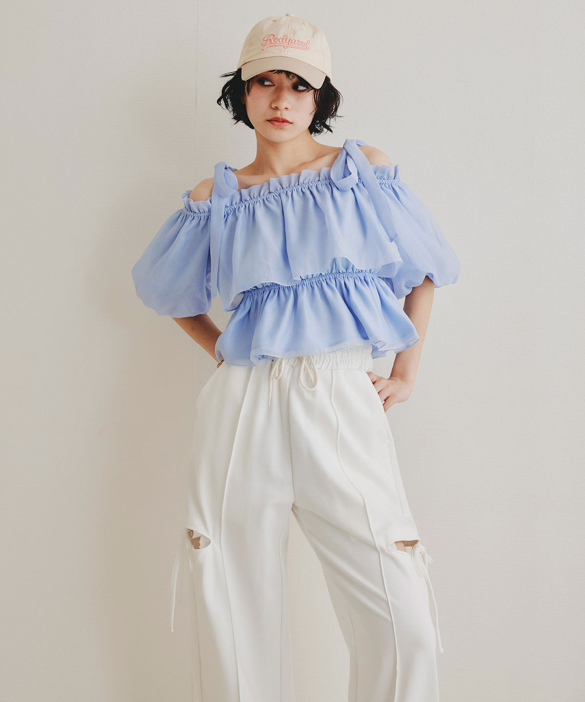 REDYAZEL「ショルダーリボンフリルオフショルブラウス」|シャツ・ブラウス|
