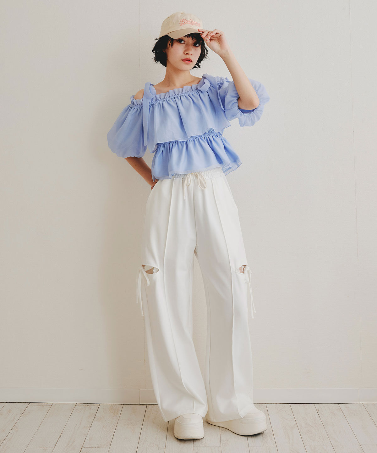 REDYAZEL「ショルダーリボンフリルオフショルブラウス」|シャツ・ブラウス|