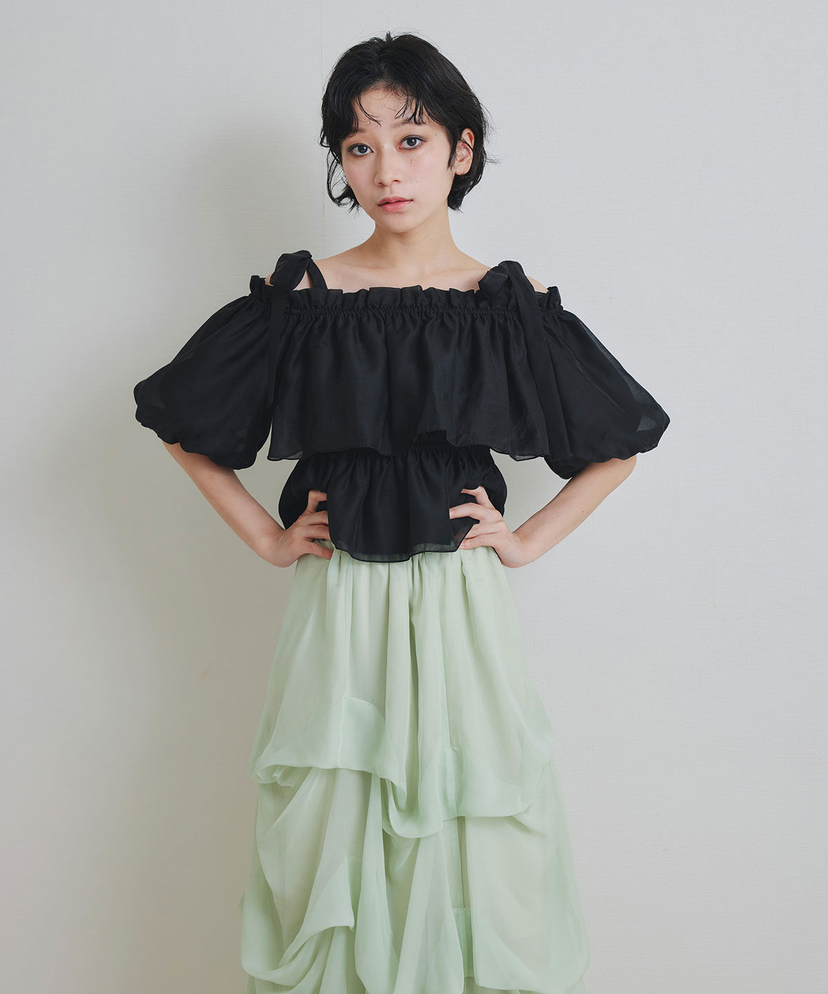 REDYAZEL「ショルダーリボンフリルオフショルブラウス」|シャツ・ブラウス|