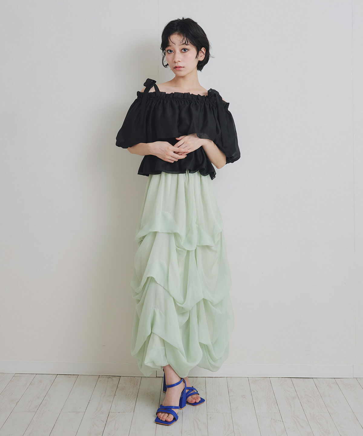 REDYAZEL「ショルダーリボンフリルオフショルブラウス」|シャツ・ブラウス|