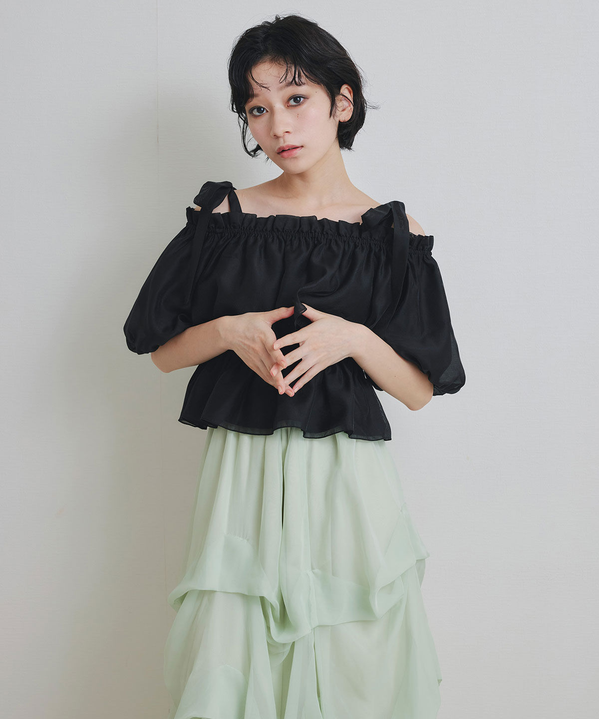 REDYAZEL「ショルダーリボンフリルオフショルブラウス」|シャツ・ブラウス|