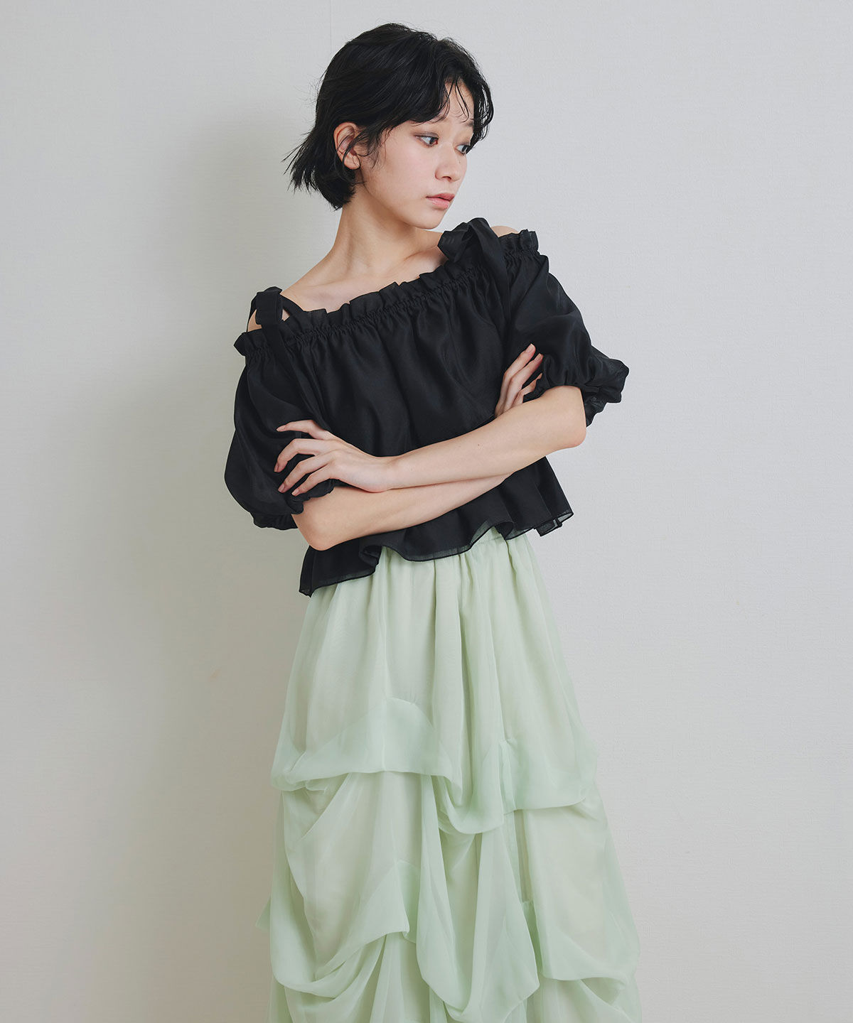 REDYAZEL「ショルダーリボンフリルオフショルブラウス」|シャツ・ブラウス|