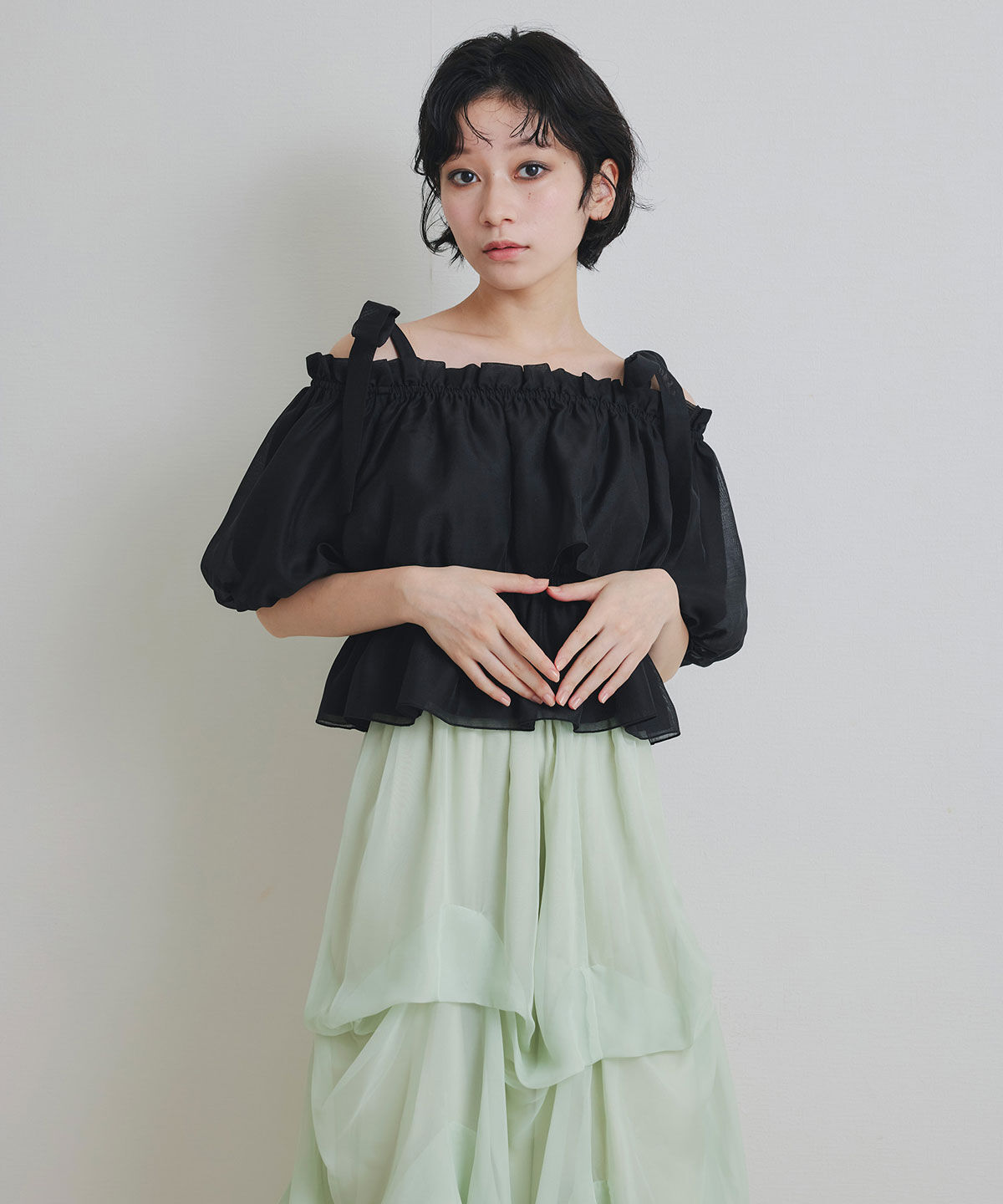 REDYAZEL「ショルダーリボンフリルオフショルブラウス」|シャツ・ブラウス|