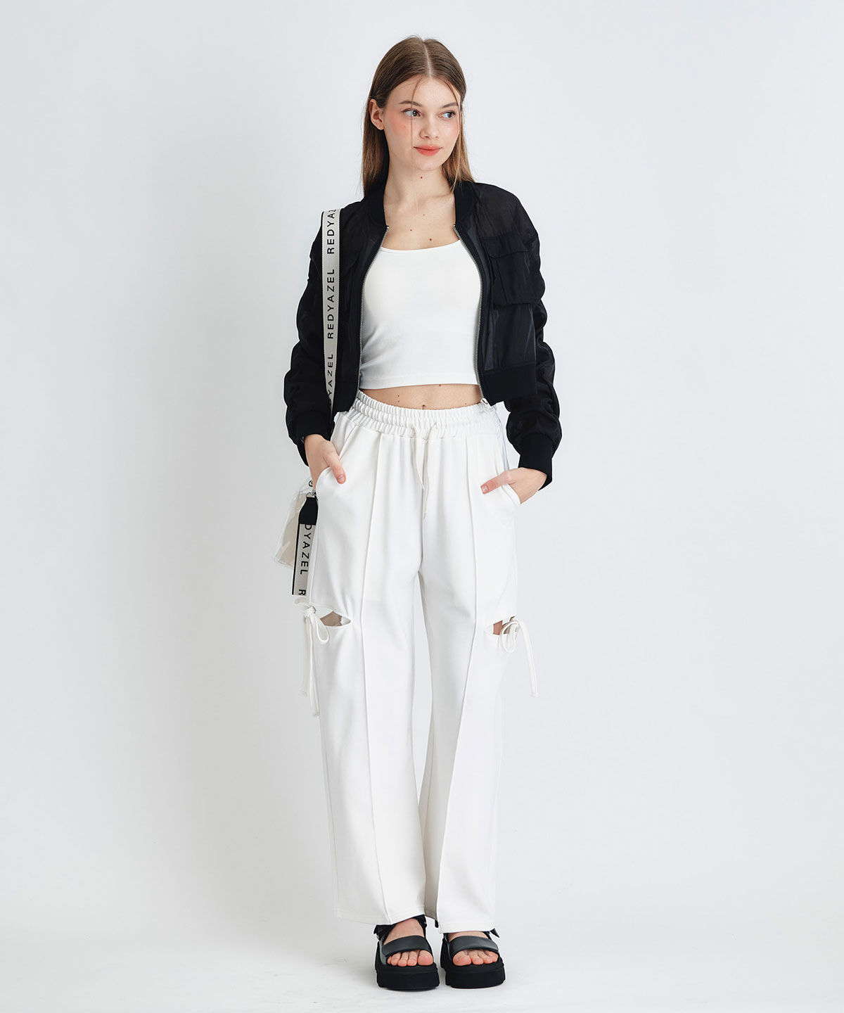 REDYAZEL「サイドカッティングリボンワイドパンツ」|その他|
