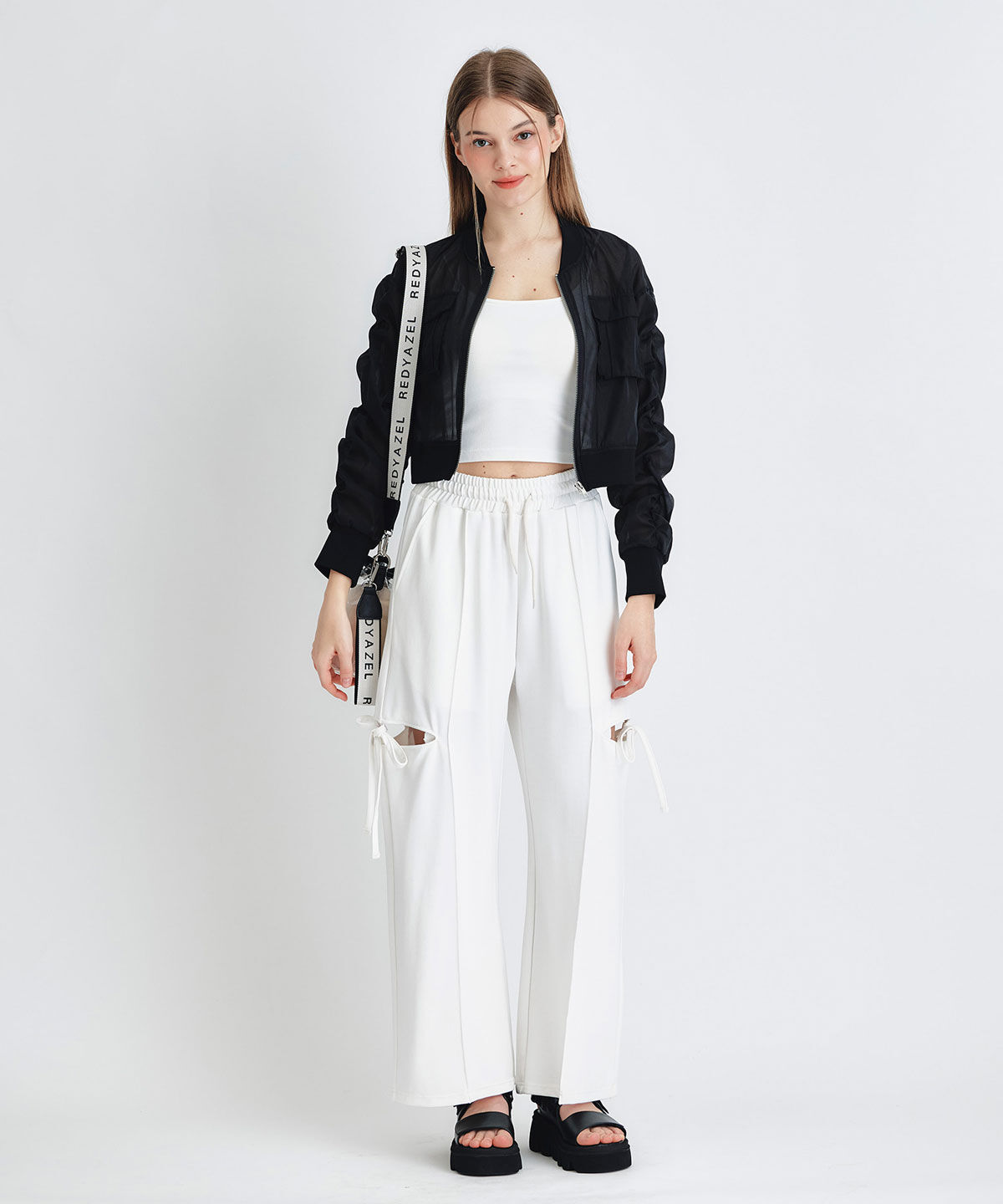 REDYAZEL「サイドカッティングリボンワイドパンツ」|その他|