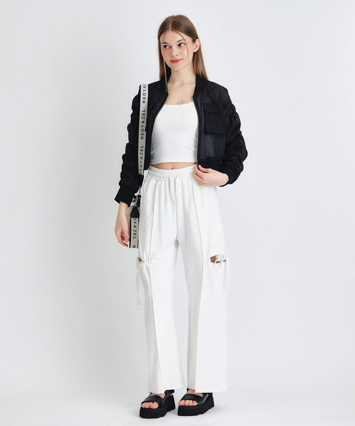 REDYAZEL「サイドカッティングリボンワイドパンツ」|その他|