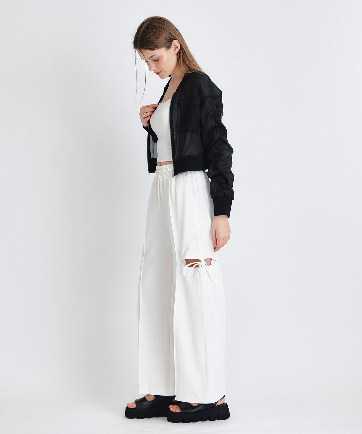 REDYAZEL「サイドカッティングリボンワイドパンツ」|その他|