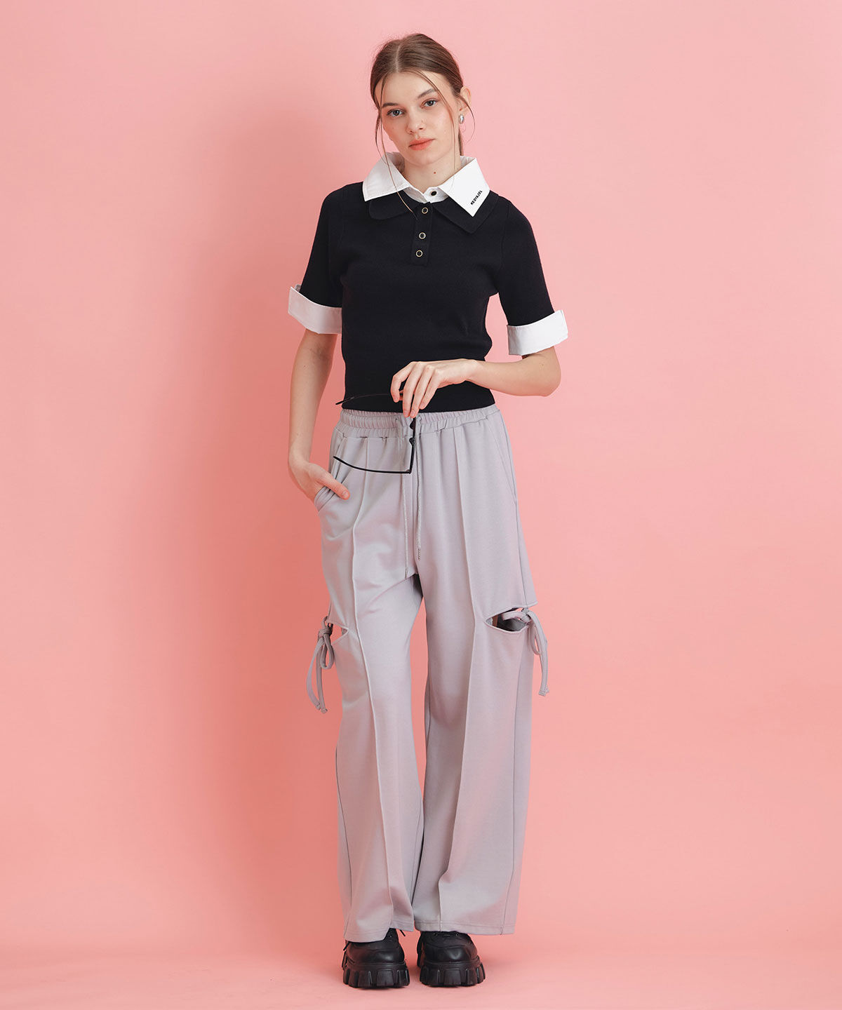 REDYAZEL「サイドカッティングリボンワイドパンツ」|その他|