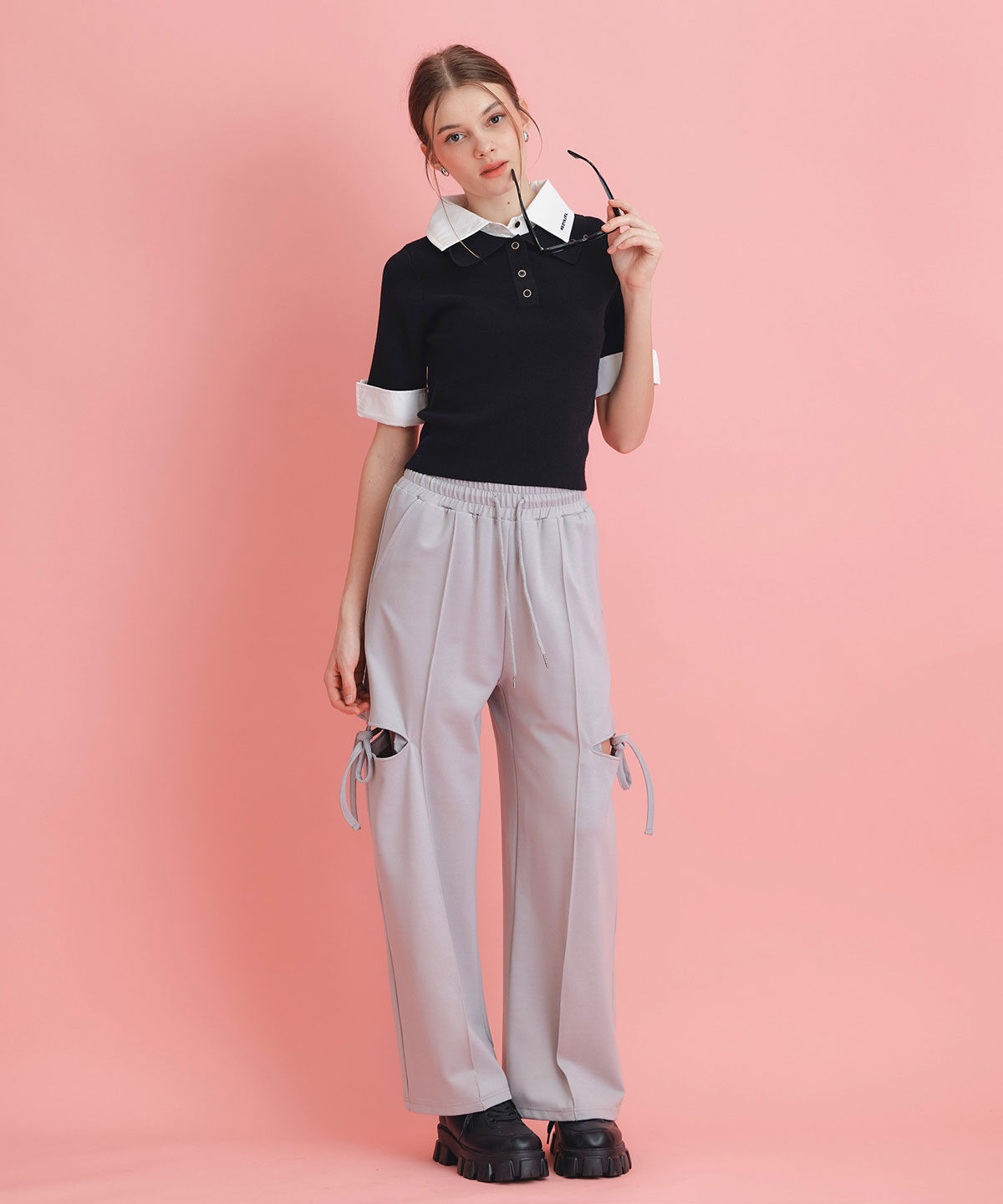 REDYAZEL「サイドカッティングリボンワイドパンツ」|その他|