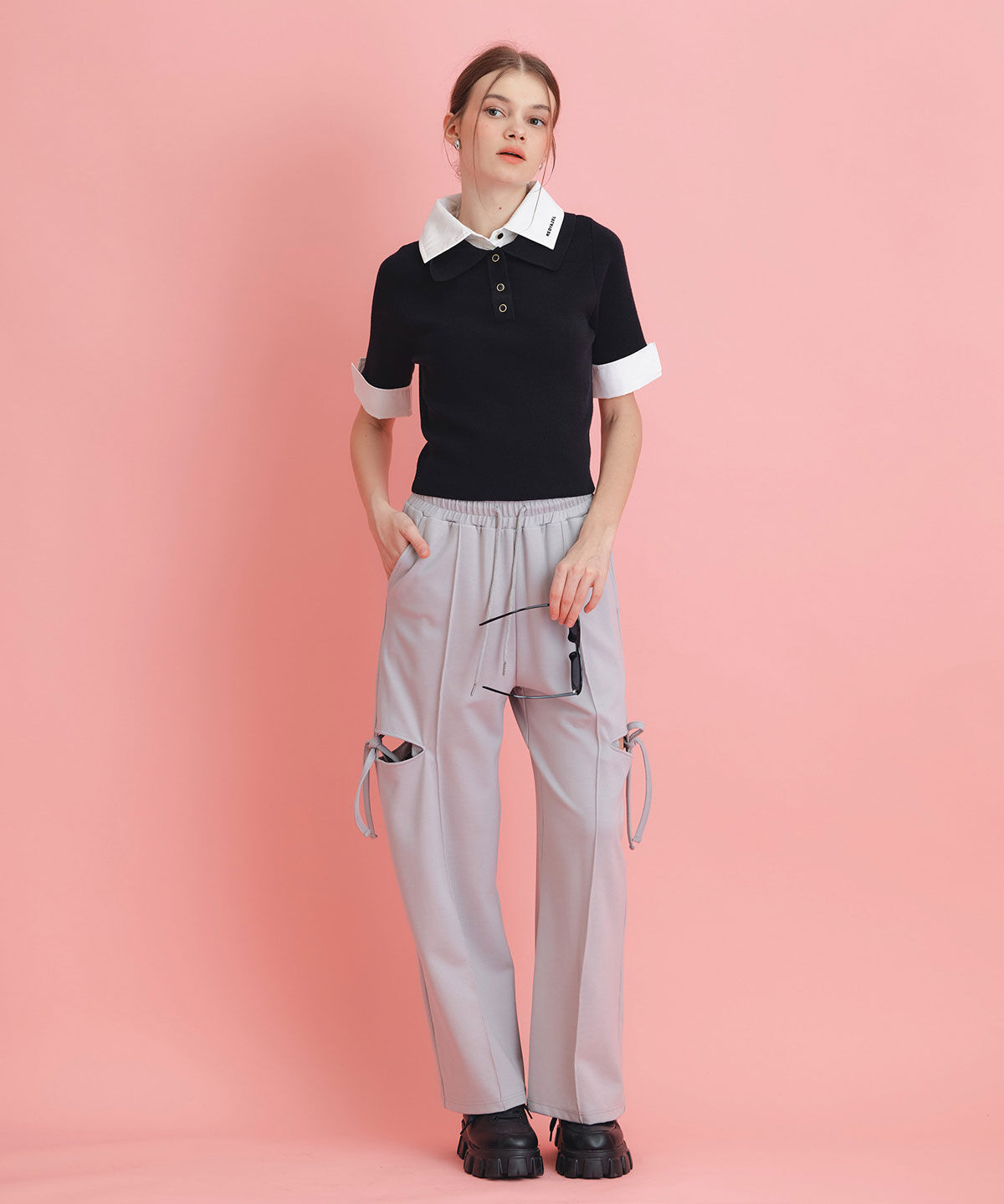 REDYAZEL「サイドカッティングリボンワイドパンツ」|その他|