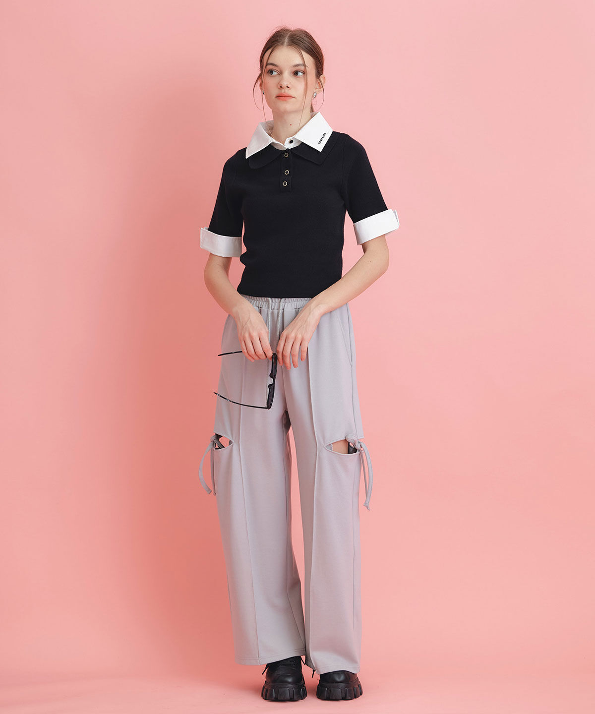 REDYAZEL「サイドカッティングリボンワイドパンツ」|その他|