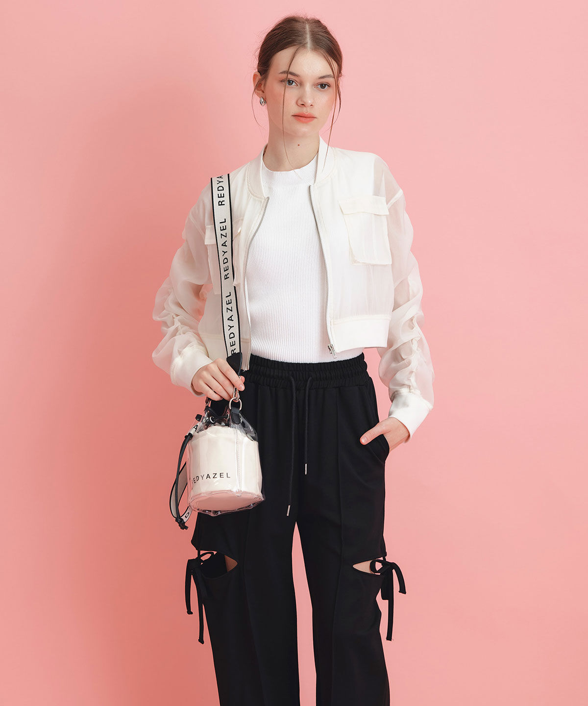 REDYAZEL「サイドカッティングリボンワイドパンツ」|その他|