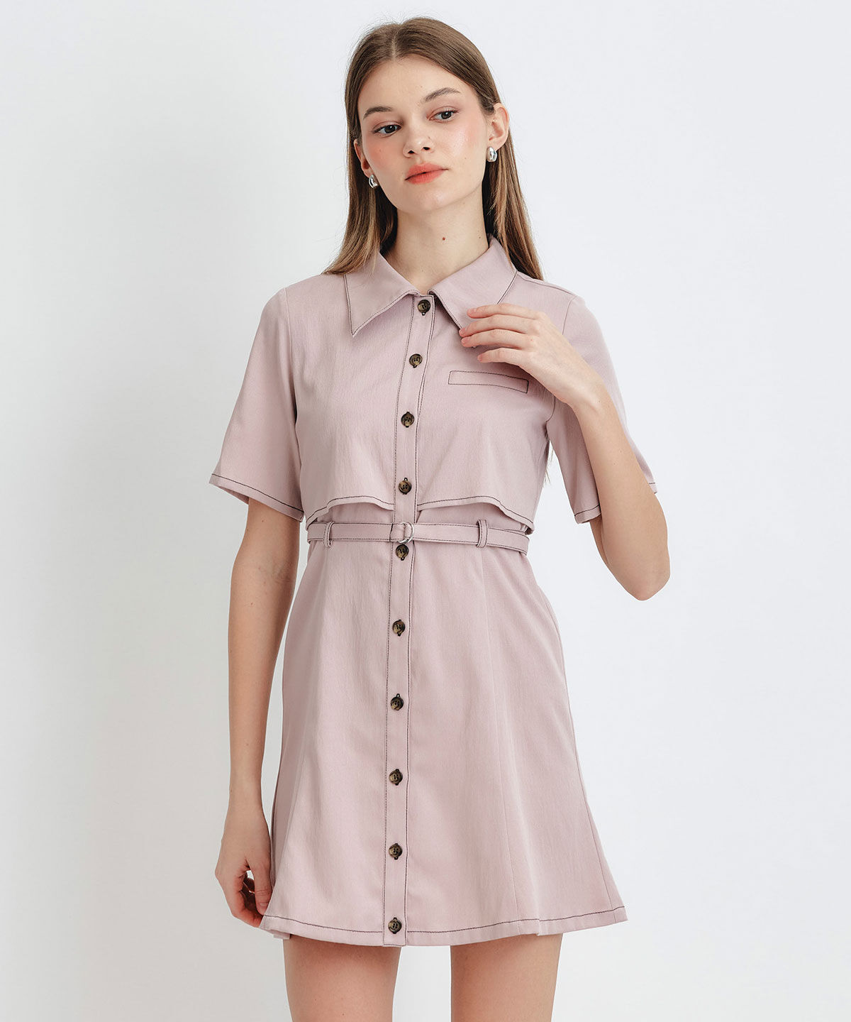 REDYAZEL「レイヤードライクコントラストフレアミニワンピース」|ワンピース|