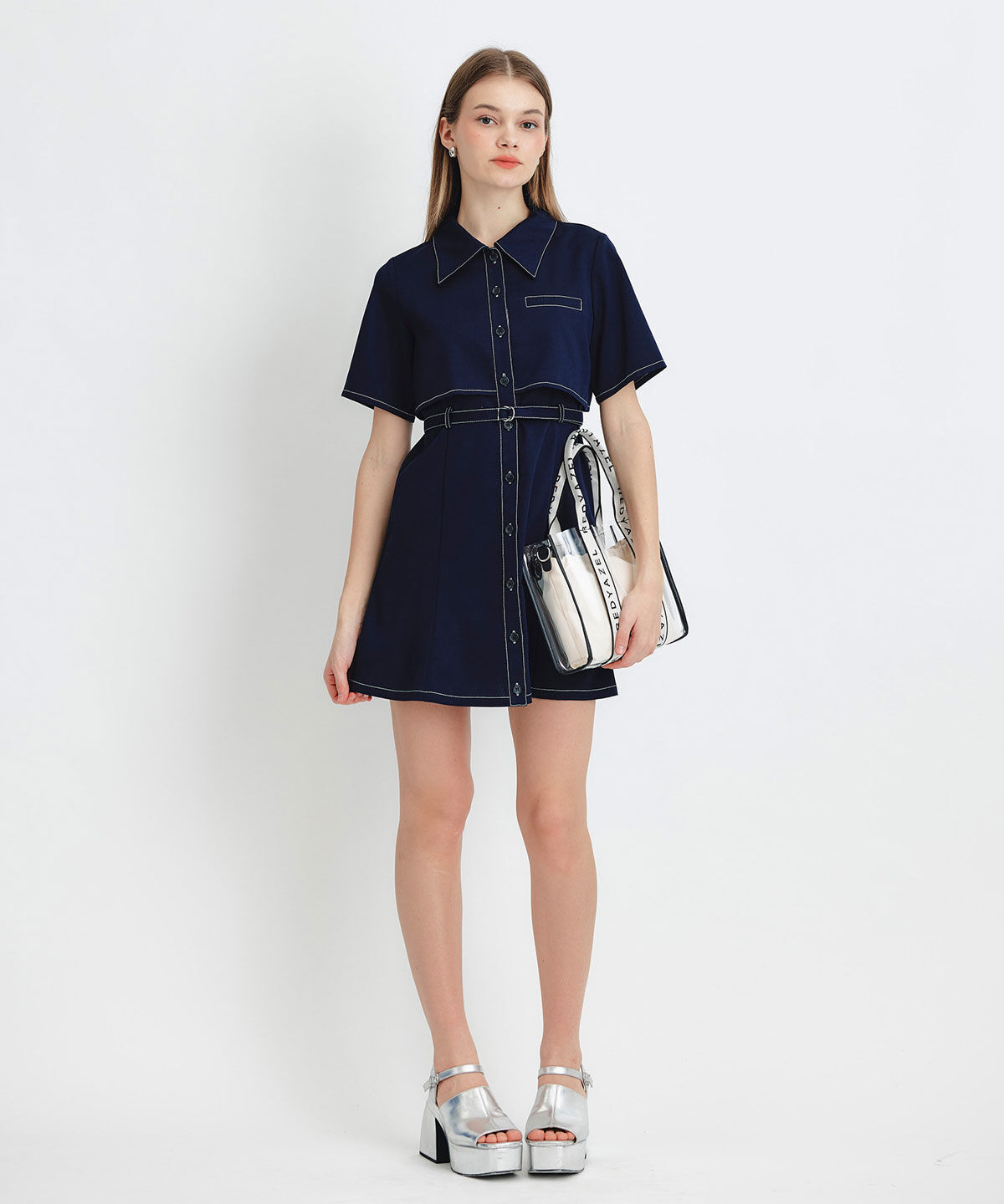 REDYAZEL「レイヤードライクコントラストフレアミニワンピース」|ワンピース|