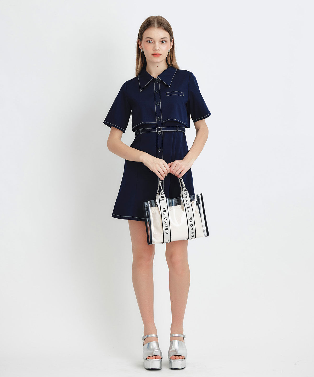 REDYAZEL「レイヤードライクコントラストフレアミニワンピース」|ワンピース|