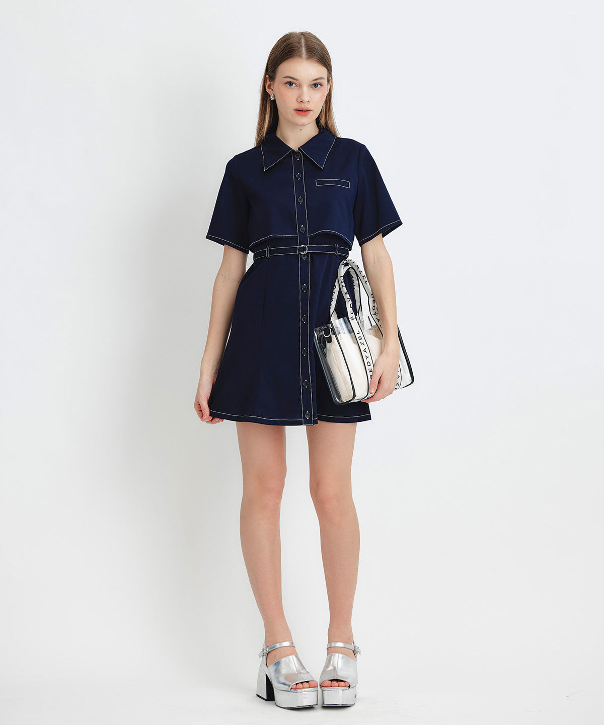 REDYAZEL「レイヤードライクコントラストフレアミニワンピース」|ワンピース|