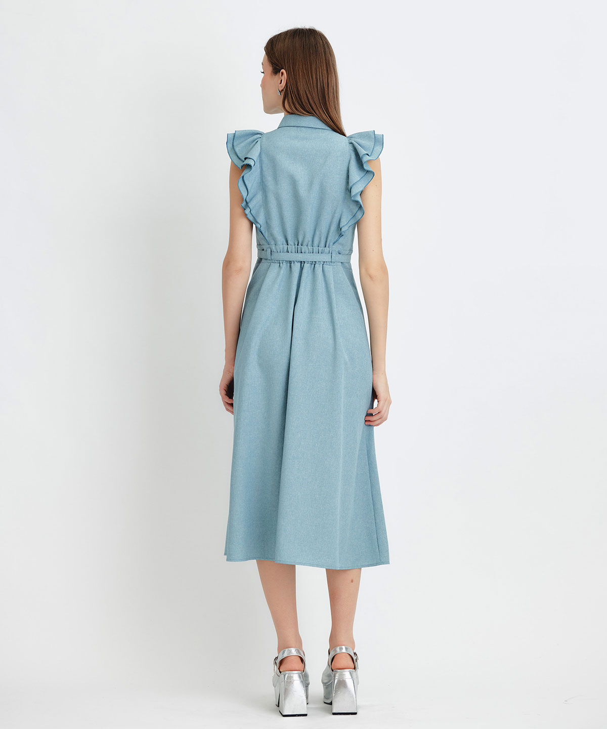 REDYAZEL「フリルシャツフレアロングワンピース」|ワンピース|