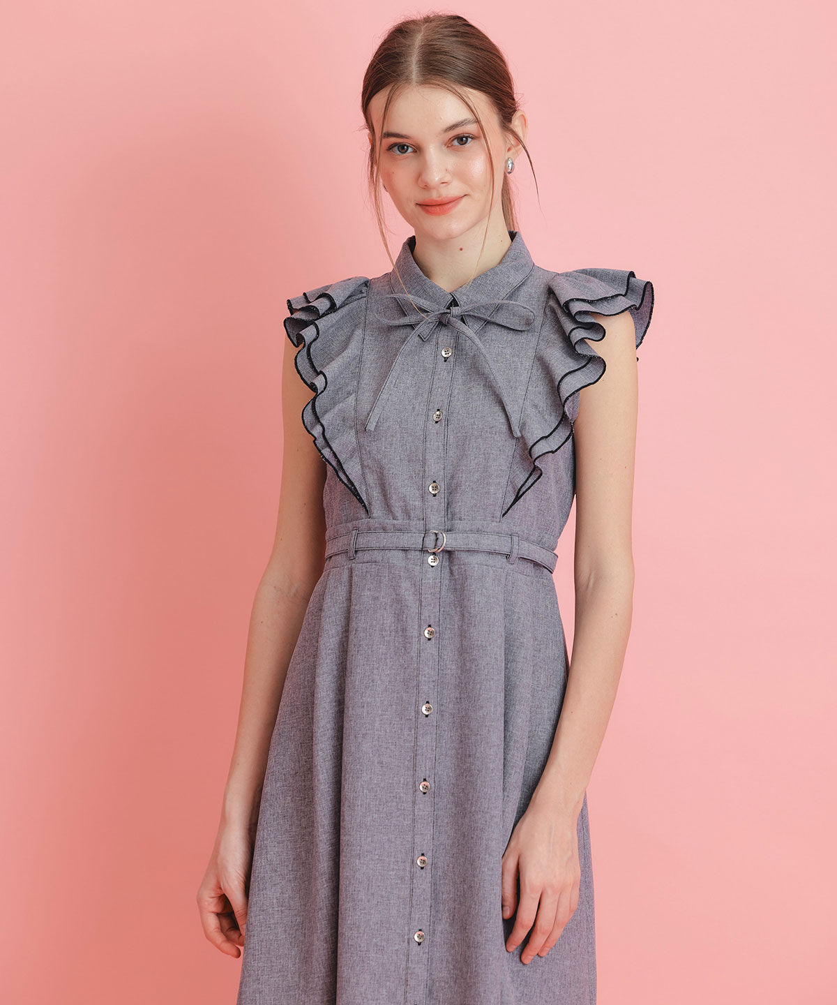 REDYAZEL「フリルシャツフレアロングワンピース」|ワンピース|