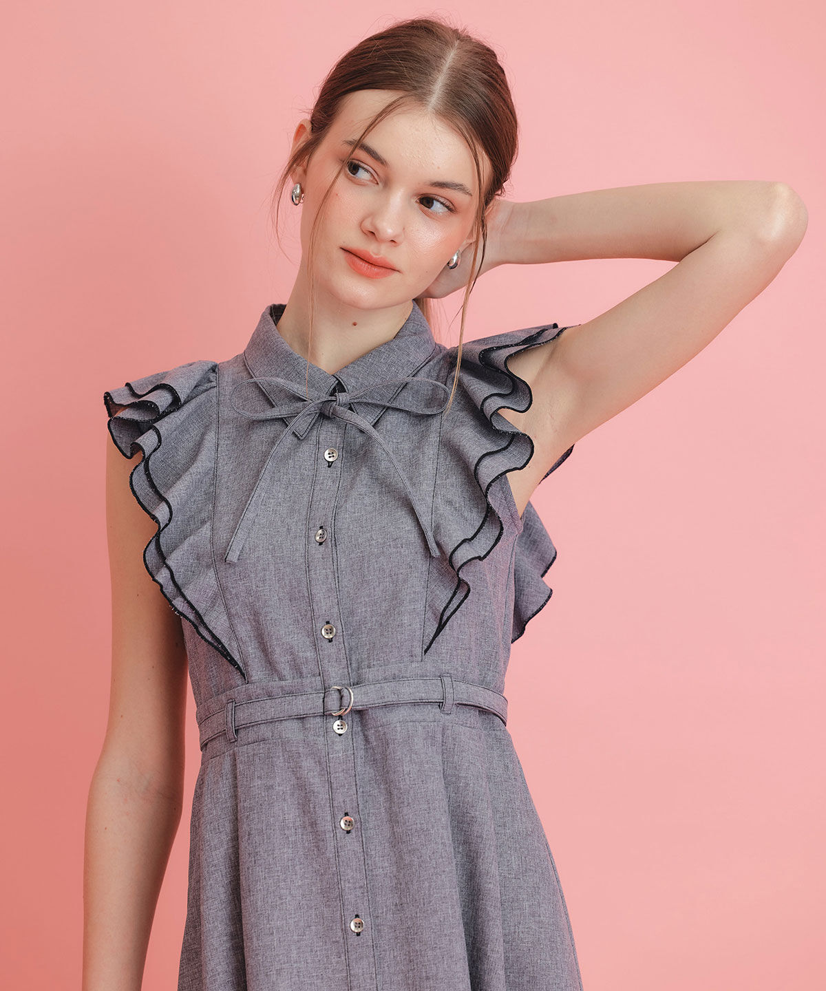 REDYAZEL「フリルシャツフレアロングワンピース」|ワンピース|