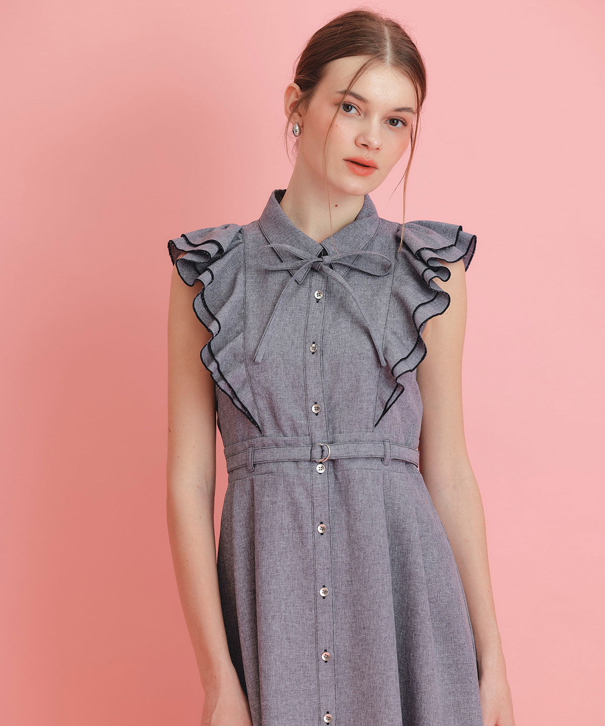 REDYAZEL「フリルシャツフレアロングワンピース」|ワンピース|