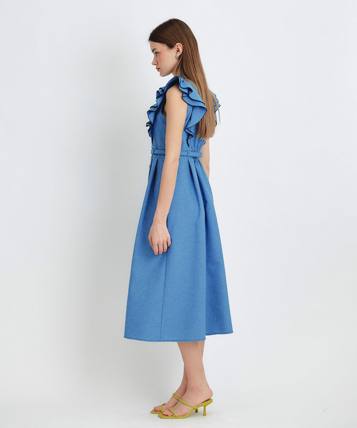 REDYAZEL「フリルシャツフレアロングワンピース」|ワンピース|