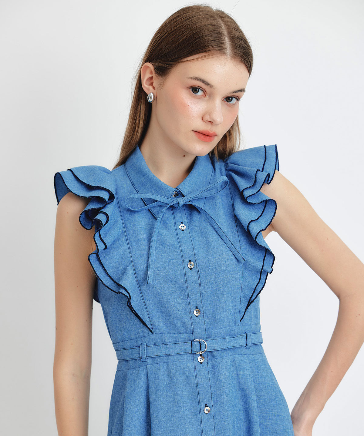 REDYAZEL「フリルシャツフレアロングワンピース」|ワンピース|