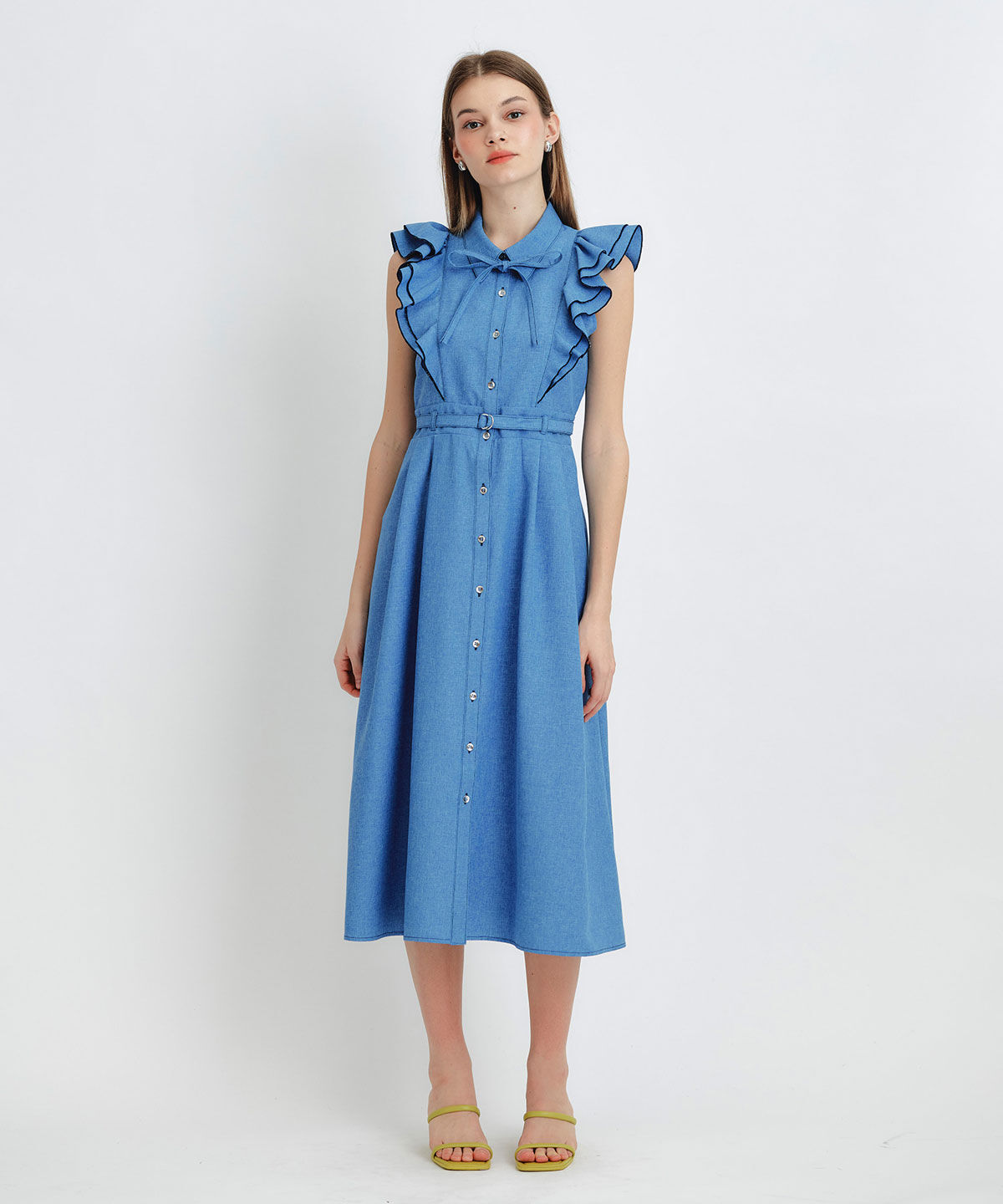 REDYAZEL「フリルシャツフレアロングワンピース」|ワンピース|