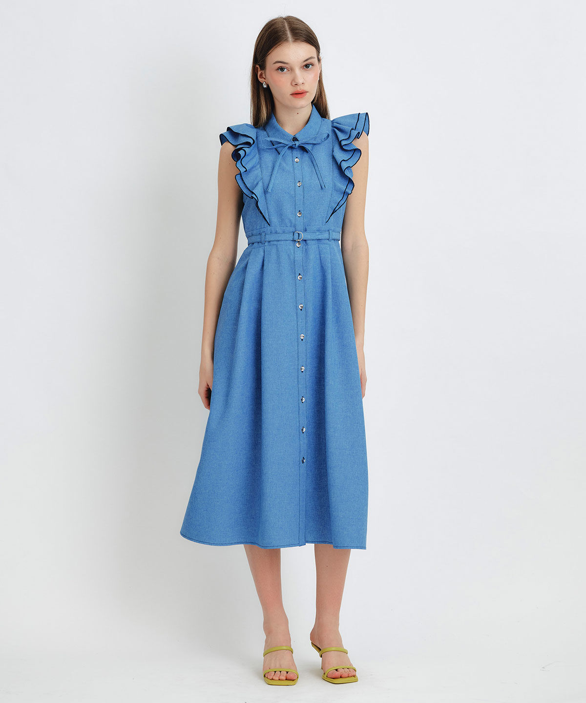 REDYAZEL「フリルシャツフレアロングワンピース」|ワンピース|