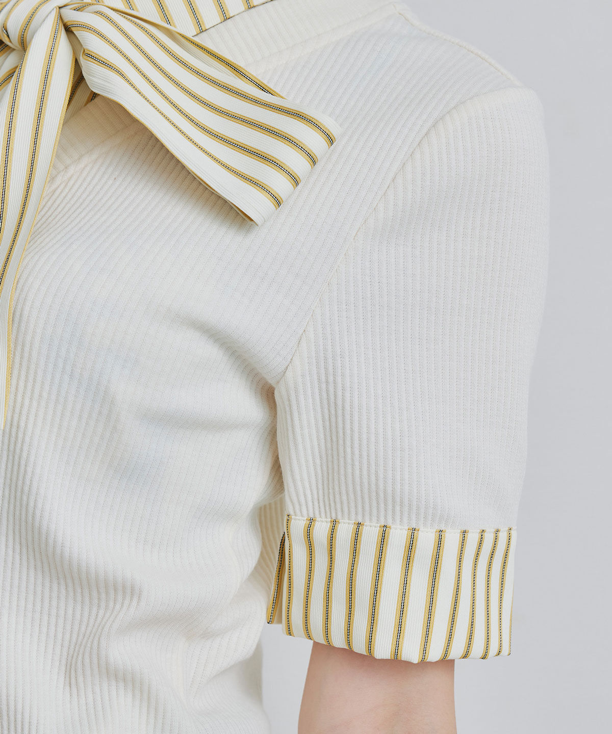 REDYAZEL「ストライプリボンタイレイヤードニットトップス」|ニット・セーター|